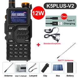 Baofeng 12W UV K5 Plus V2 Walkie Talkie Air Band AM Two Way Comumicador Station Amateur Ham Wireless Receiver Portable Radios
