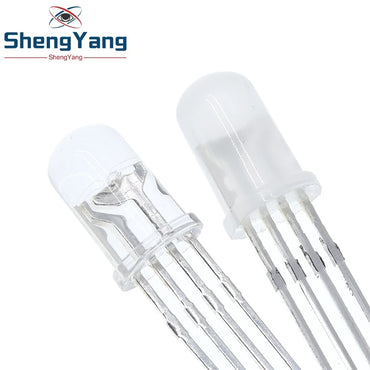 TZT 10pcs Multicolor 4pin 5mm RGB Led Diode Light Lamp Tricolor Round Common Anode LED F5 Light Emitting Diode Red Green Blue