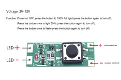 YUSIJIE-324 DIY flash LED module bicycle LED light flashlight PCBA 3-12V voltage LED control board button switch