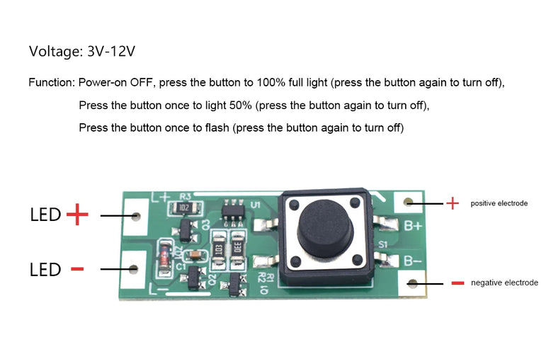 YUSIJIE-324 DIY flash LED module bicycle LED light flashlight PCBA 3-12V voltage LED control board button switch