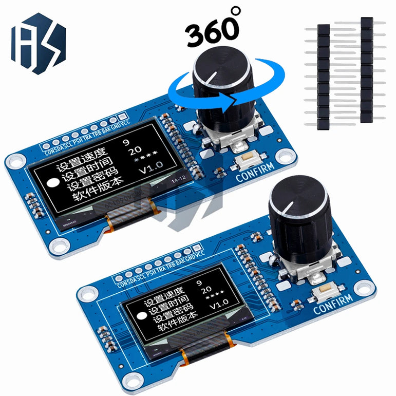 0.96/1.3 inch white oled display screen combined with EC11 rotary encoder module IIC interface for arduino