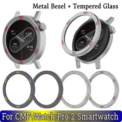 Metal Bezel Ring Replacement Case Cover Ring Tempered Glass Protective Flim Metal Watch Bezel for CMF by Nothing Watch Pro 2