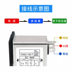 Single-phase AC T-Socket Power EMI filter CW1D-3/6/10A-T 250V Audio Power Purifier Suppress Electromagnetic Interference Signals