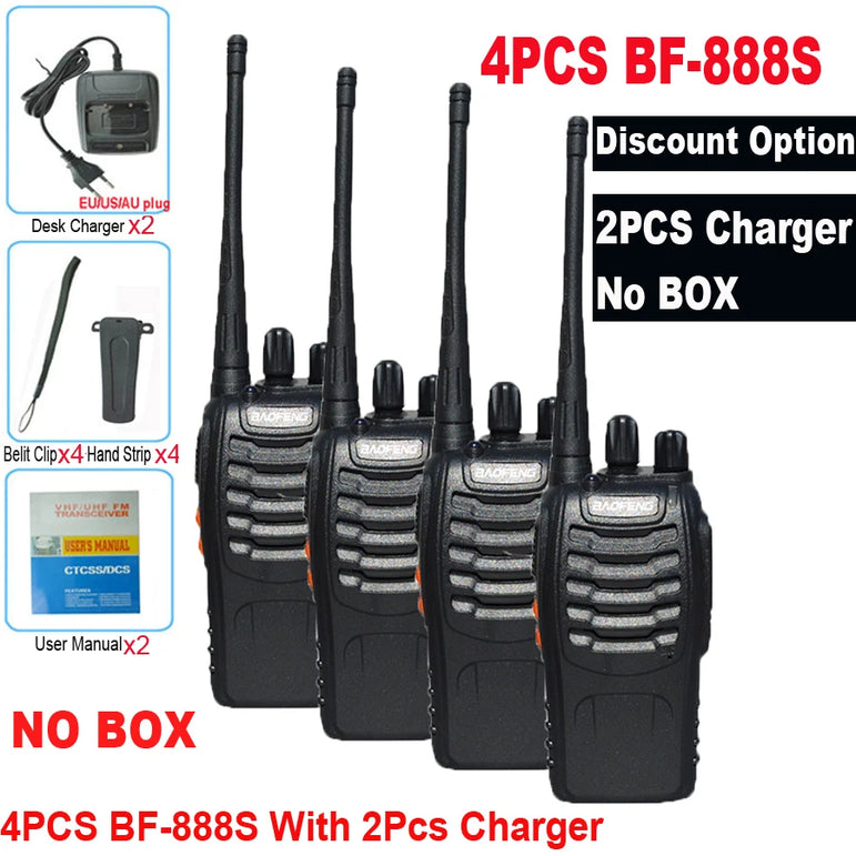 4PCS Original Baofeng BF888S Walkie Talkie 5W BF-888S 5KM UHF 400-470MHZ Transceiver Portable Two Way Radio BF 888S Intercom
