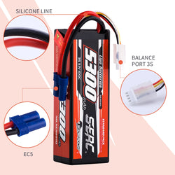 SUNPADOW Lipo Battery 5300mAh 2S 3S 4S 7.4V 11.1V 14.8V EC5 Plug 100C for RC Car Plane DJI Truck Tank Buggy Racing Boat Models