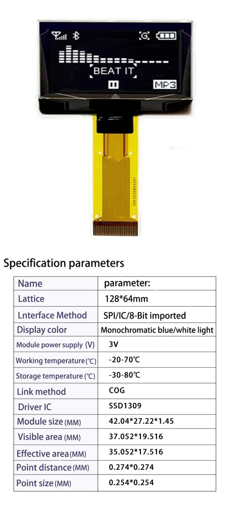 1.54-inch OLED LCD display screen with 128x64 plug SSD1309/CH1116G monochrome small screen