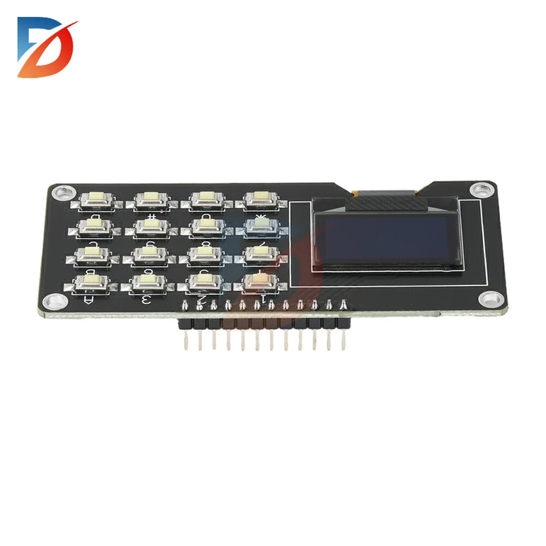 OLED Display Module IIC White 0.96 inch/1.3 inch SH1106 SSD1306 SSD1315 with 4x4 Key Matrix Keypad LCD Screen Board for Arduino