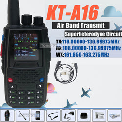 Air Band Transmit KT-A16 Walkie Talkie TX:108.000-136.999MHz RX:108.0000-136.999MHz 6W 200Ch W/10 NOAA Weather Forecast Channels