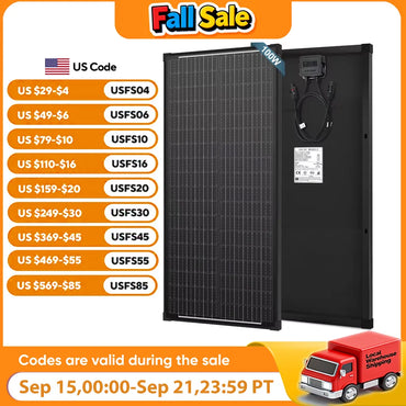 WERCHTAY 100W 12V 12BB Monocrystalline Solar Panel IP67 Waterwoof High-Efficiency & Easy to Install for RV Boat Roof Charging