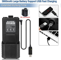 BAOFENG UV-5R 8W/5W 3800mAh High Power Ham Radio VHF&UHF Portable Two Way Radio Long Range Rechargeable Handheld Radio CB Radio