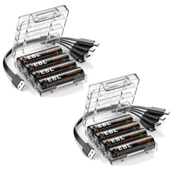 EBL Rechargeable 1.5V AA 3500mWh Lithium Batteries with USB Cable Li-ion Battery 1600+ Cycles For Remote Control Toy