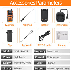 Baofeng UV-21 Pro V2 Air Band Walkie Talkie Wireless Copy Frequency AM Type-C Long Range Upgrade UV-5R Ham Radio