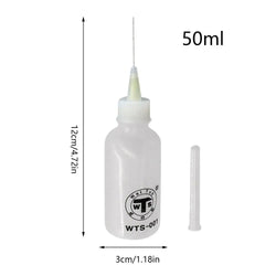 WTS-001 50ml Needle Tip Plastic Rosin Bottle Cleaning Liquid Flux AlcoholOil Dispenser Plastic Hand Bottle Cleaner DIY Repair