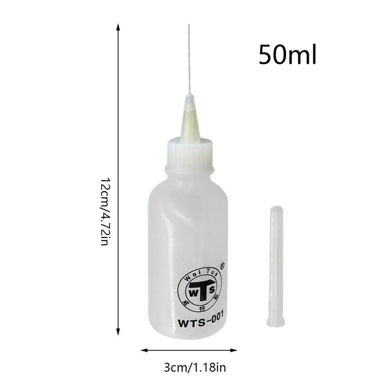 WTS-001 50ml Needle Tip Plastic Rosin Bottle Cleaning Liquid Flux AlcoholOil Dispenser Plastic Hand Bottle Cleaner DIY Repair