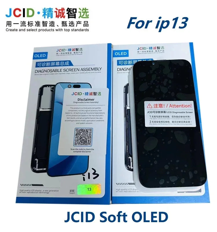 JCID OLED Screen Diagnosable Assembly NEW Soft Hard FHD Touch Display Pantalla For iphone 12 13 15 16 Without IC Removal No Pop