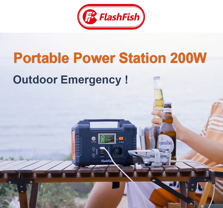 FF Flashfish 200W Portable Power Station 151Wh Solar Generator 230V AC DC Batteries Supply Outdoor Battery for Solar Panel Drone