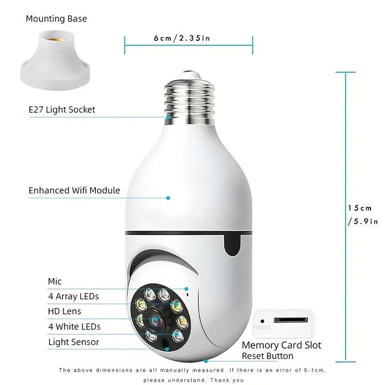 4PC Boykeep Light Bulb Security Cameras, Wireless 5G WiFi ,Ease Life APP,360 Degree E27 1080P Cam,Night Vision,Motion Detection