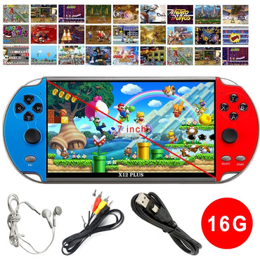X12 Plus Handheld Game Console 7.1 inch HD Screen Handheld Portable Video Player Built-in 10,000 Classic Video Games Console