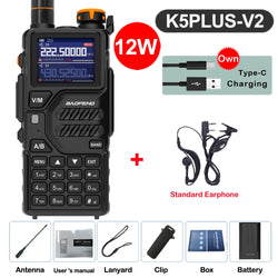 Baofeng 12W UV K5 Plus V2 Walkie Talkie Air Band AM Two Way Comumicador Station Amateur Ham Wireless Receiver Portable Radios