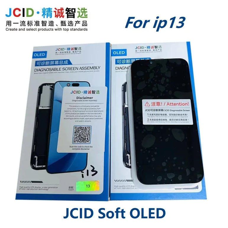 JCID OLED Screen Diagnosable Assembly NEW Soft Hard FHD Touch Display Pantalla For iphone 12 13 15 16 Without IC Removal No Pop