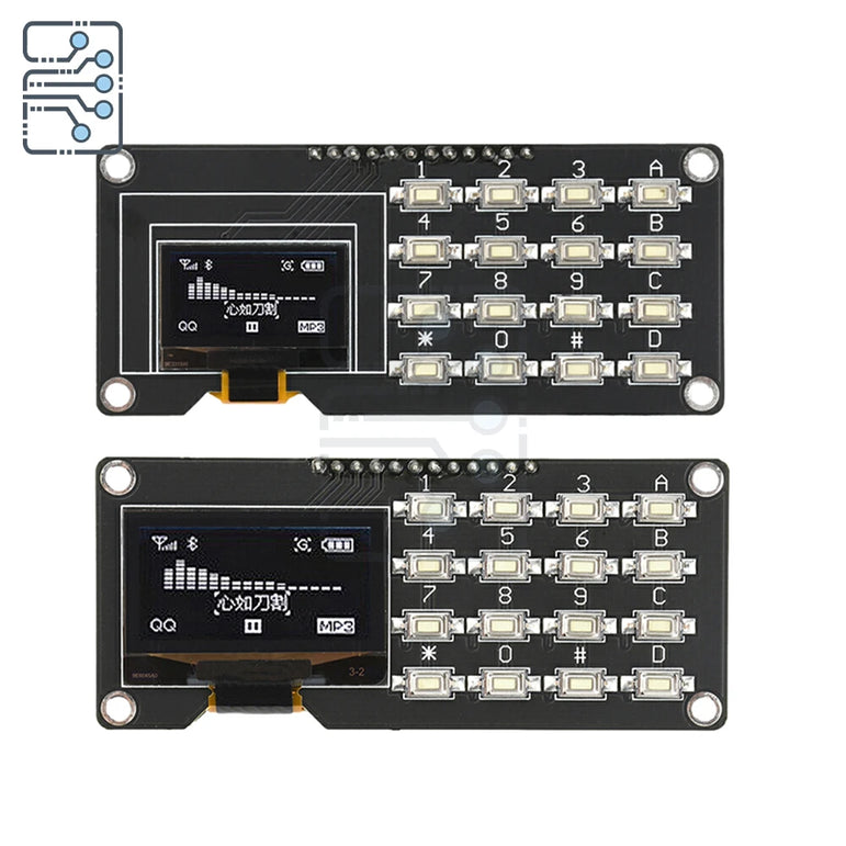 0.96 inch/1.3 inch  LCD Screen Board OLED Display Module IIC White SH1106 SSD1306 SSD1315 with 4x4 Key Matrix Keypadfor Arduino