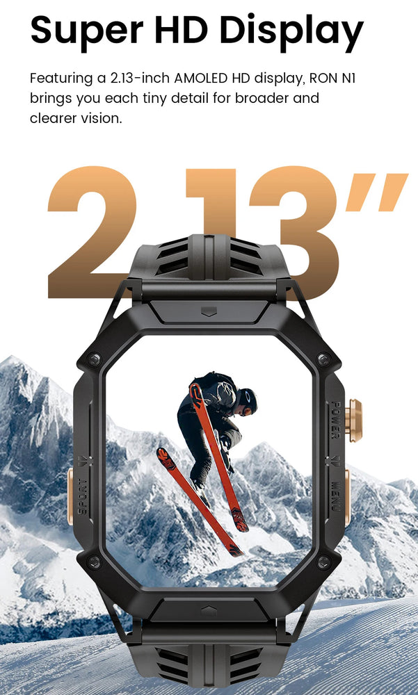 HAYLOU IRON N1 Smartwatchs 2.13’’ AMOLED Display 5ATM Waterproof Bluetooth Call Outdoor Sport Smart Watch 30 Days Battery Life