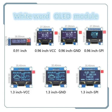OLED 0.91 inch/0.96 inch/1.3 inch OLED display module IIC I2C SPI 128X64 I2C SSD1306 12864 LCD  White word