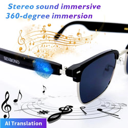 SENBONO Smart Glasses AI Translation Glasses 100+ Languages Real-time Translation Bluetooth Music Built-in Mic & Speakers