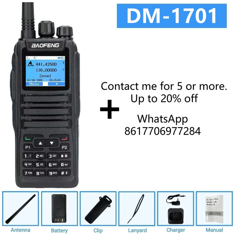 Baofeng Dm 1701 Digital Walkie Talkie Long Range dual Mode dmr Analog Open Gd77 Time slot Tier 1 +2 Radio 1801UV