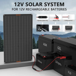 MHPOWOS Waterproof 30W 12V Solar Battery Charger & Maintainer 12 Volt Solar Panel Trickle Charging Kits for Car Boat Marine RV