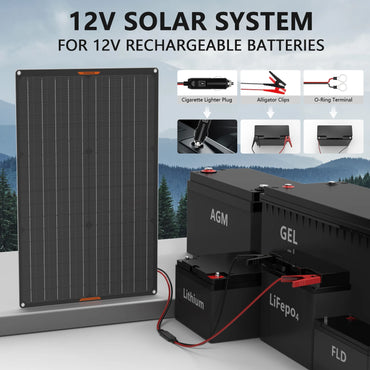 MHPOWOS Waterproof 30W 12V Solar Battery Charger & Maintainer 12 Volt Solar Panel Trickle Charging Kits for Car Boat Marine RV