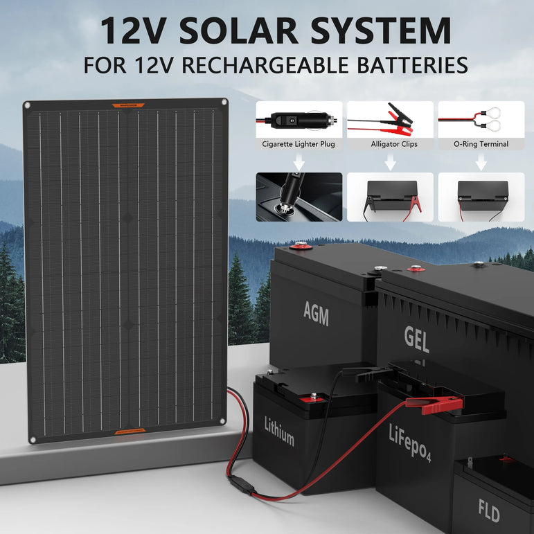 MHPOWOS Waterproof 30W 12V Solar Battery Charger & Maintainer 12 Volt Solar Panel Trickle Charging Kits for Car Boat Marine RV