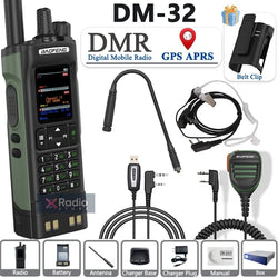 New BAOFENG DM-32 Walkie Talkie With Belt Holster DMR GPS 10W Programming Wireless Copy Frequency Type-C DM32 Ham Two Way Radios