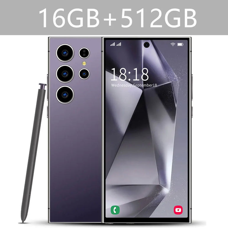 SMS 24 Ultra High-end Mobile Phone 16GB+1TB Cellphone 7800mAh Global Version HD Cell Phone 5G Dual SIM Smartphone Face Unlocked