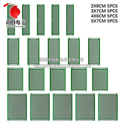 20pcs Double Side PCB Kit 2X8 3X7 4X6 5X7 5Pcs Each Mixed Prototype Board Circuit Protoboard Universal Stripboard Printed