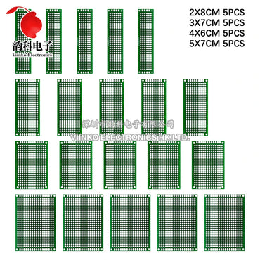 20pcs Double Side PCB Kit 2X8 3X7 4X6 5X7 5Pcs Each Mixed Prototype Board Circuit Protoboard Universal Stripboard Printed
