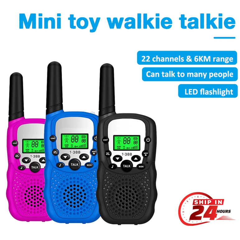 1 Pair Rt-388 Kids Walkie Talkies 0.5W Portable Child Electronic Radio Voice Interphone Outdoor LCD Display Toys Christmas Gifts