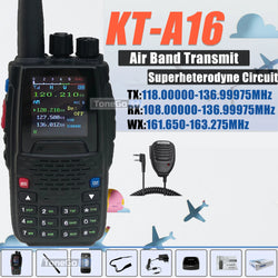 Air Band Transmit KT-A16 Walkie Talkie TX:108.000-136.999MHz RX:108.0000-136.999MHz 6W 200Ch W/10 NOAA Weather Forecast Channels