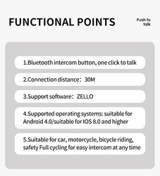 Tebe Wireless Bluetooth PTT Walkie Talkie Control Button with Adjustable Strap for IOS Android Phone Zello Push-to-Talk Button
