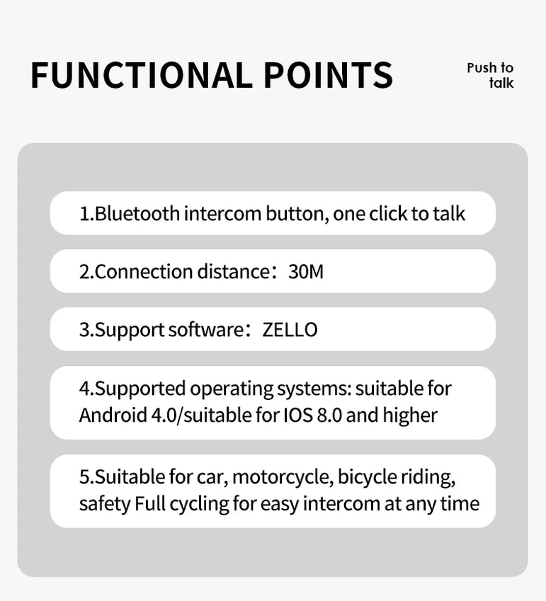 Tebe Wireless Bluetooth PTT Walkie Talkie Control Button with Adjustable Strap for IOS Android Phone Zello Push-to-Talk Button