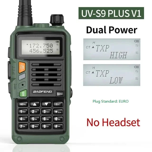 1/2PCS BaoFeng UV-S9 PLUS Waterproof Walkie Talkie 10W Powerful CB Radio Long Range Portable Two Way Radio for hunting travel