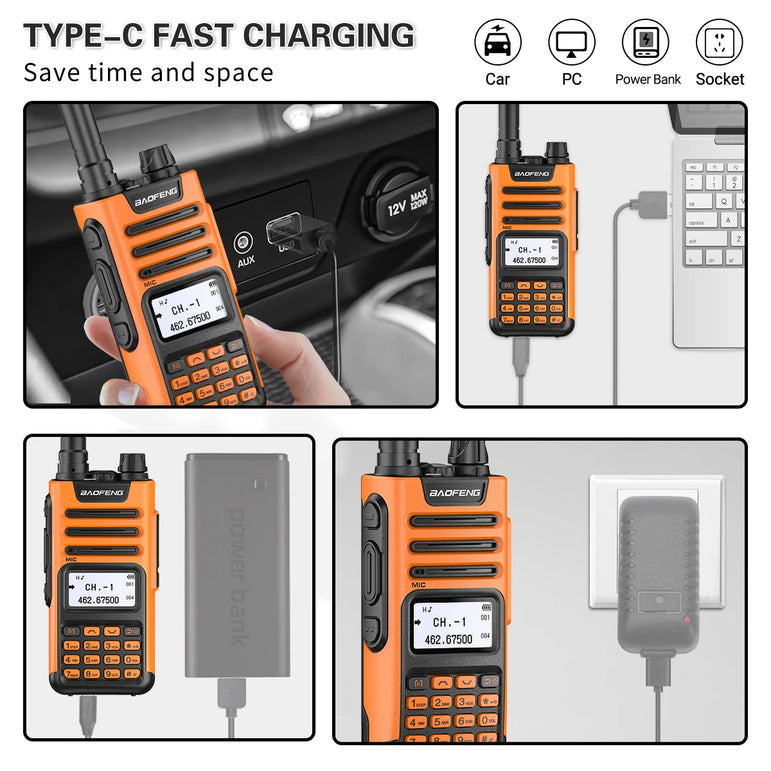 BaoFeng M-13 PRO V1 V2 High Power Multi Band Walkie Talkie Type C Charger Long Range Upgraded UV-13 PRO V1 V2 Ham Two Way Radio
