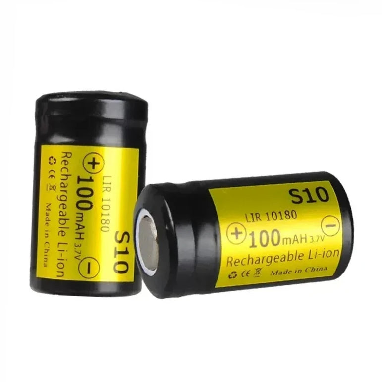 2PCS/lot S10 LIR10180 10180 Rechargeable Lithium-ion Battery for Quantum Flashlight Universal 3.7V 100mAh