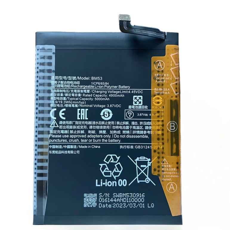 BM53 5000mAh Battery for Xiaomi Mi 10T 5G ,Mi10T Pro 5G ,Redmi K30SULTRA Replacement Phone Batteries