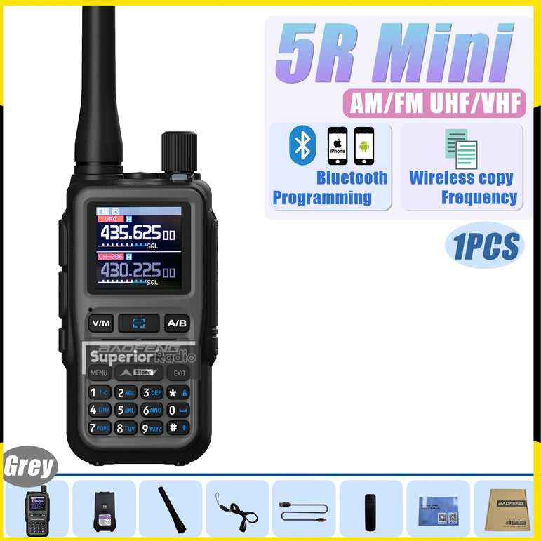 1/2PCS Baofeng UV-5R Mini Walkie Talkie Bluetooth Programming Type-C Dual PTT Lightweight 999 Channels Flashlight Frequency Copy