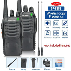 2PCS New Baofeng BF-888S Pro Upgrade Walkie Talkie Wireless Copy Frequency Long Range Portable BF888S Ham Two Way Radio Hunting
