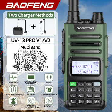 BaoFeng M-13 PRO V1 V2 High Power Multi Band Walkie Talkie Type C Charger Long Range Upgraded UV-13 PRO V1 V2 Ham Two Way Radio