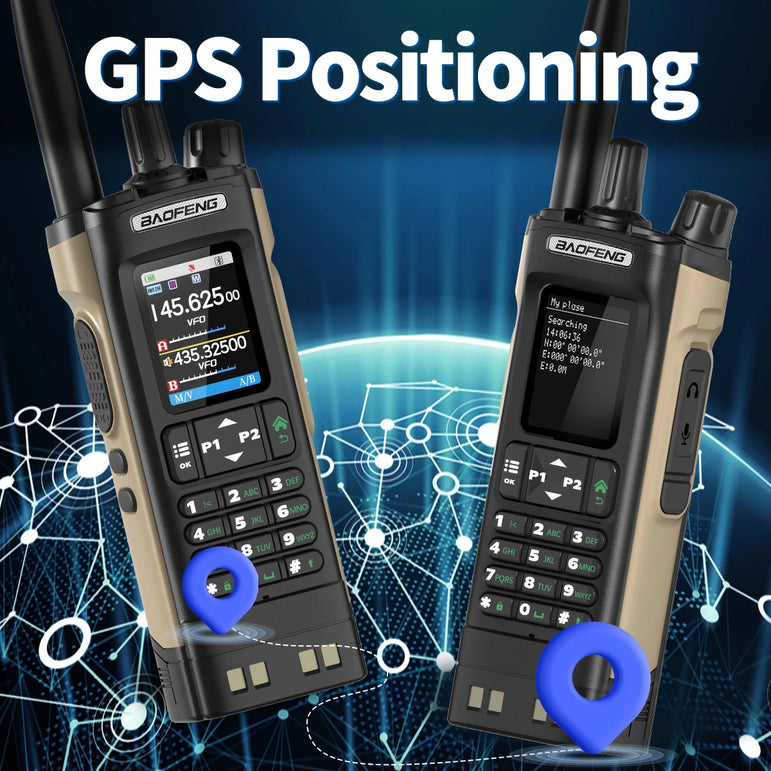 BAOFENG UV-32 Walkie Talkie GPS Multi Band 10W Bluetooth Wireless Programming Copy Frequency 1000CH Long Range Ham Two Way Radio