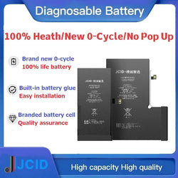 JCID Diagnostic Battery High Capacity For Iphone 12 13 14 100% Heath Visible New 0-cycle No Pop Up Used Genuine Parts On IOS 18