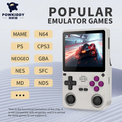 POWKIDDY V20 Retro Video Handheld Game Console 3.5-Inch IPS HD Screen Dual Card slot 5000mAh Lithium Battery Retro Game Stickers